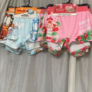 Cartoon Print Boyshorts - Pink and White